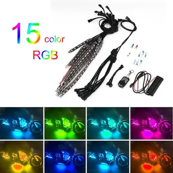 

MultiColor Glow Neon Wireless Remote Motorcycle RGB 5050 LED SMD Flashing Light 12 Strips Waterproof 15 Color