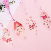 1х милая улыбка Кот в форме листа Закладка с кисточкой маркер страницы школьные канцелярские принадлежности для студентов подарок для детей