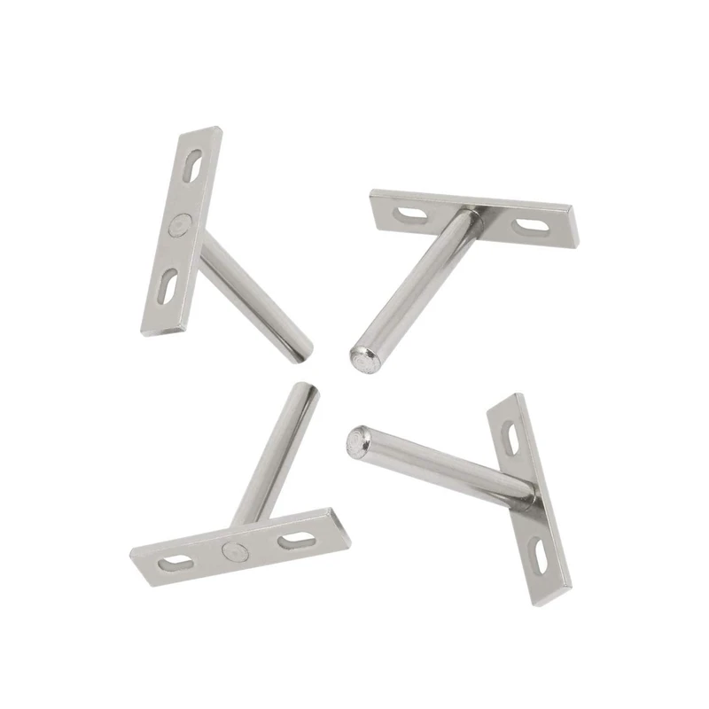 4pcs 10mm x 70mm Metal Hidden Concealed Invisible Shelf Support- 3 Inch Hardened- Low Profile Blind Mounts for wall ShelvingBr