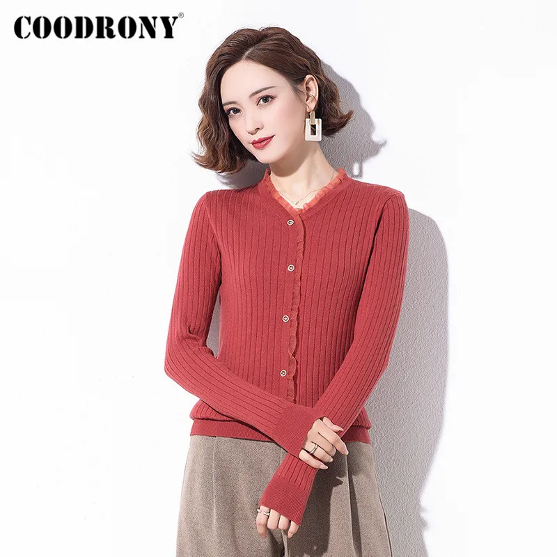 COODRONY Brand 2020 Casual V-Neck Pullover Slim Sweaters Women Autumn Winter Streetwear Fashion Striped Female Jumpers W1107