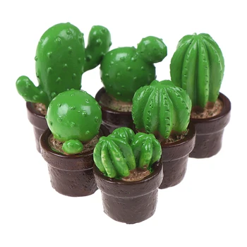 

5pc/set Lifelike Mini Artificial Fleshy Cactus Plant Miniature Figurines Landscape Decorative DIY Potted Garden Home Decor Micro
