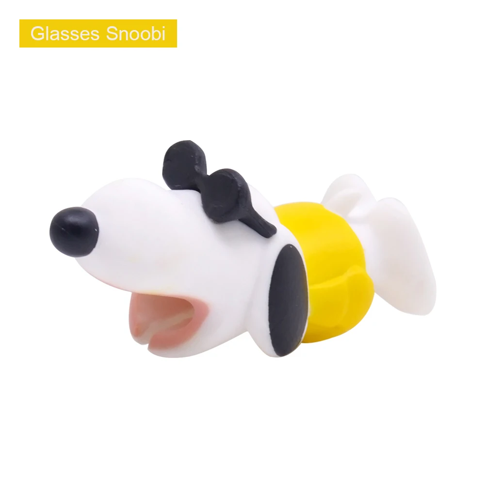 Cute Animal Cable Bite Protector For Iphone Stitch Dog Hulk Anime Cartoon Funny Cable Biter Phone Holder Buddies Accessories - Цвет: Glasses Snoobi