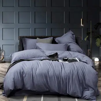 

Svetanya Grey Geometric Brushed Sanding Cotton Bedding Set Printed Thick Linens Fitted Sheet Pillowcase Duvet Cover
