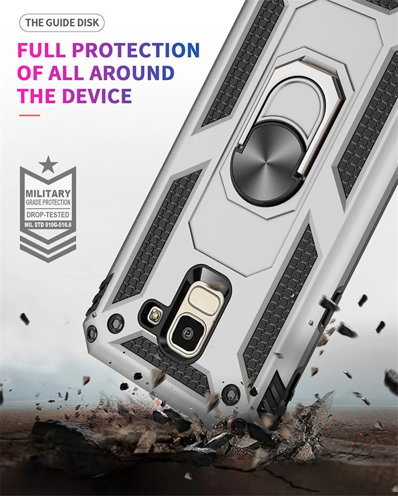 For Samsung Galaxy S8 S9 S10 Note 8 9 10 Plus S20 Ultra 5G Magnet Car Holder Ring Case For J4 J6 J8 A6 A7 A8 A9 2018 Armor Cover