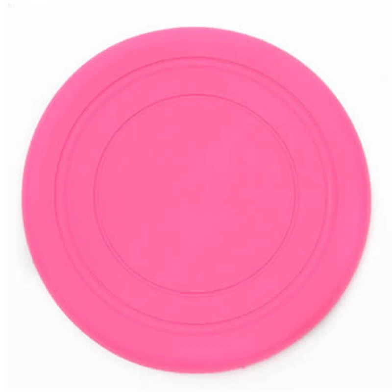 Мягкий резиновый летающий диск, игрушки для собак, силиконовая тарелка для французского бульдога, 18 см, прочная тренировочная игрушка для домашних животных, товары для укуса на открытом воздухе - Цвет: pink