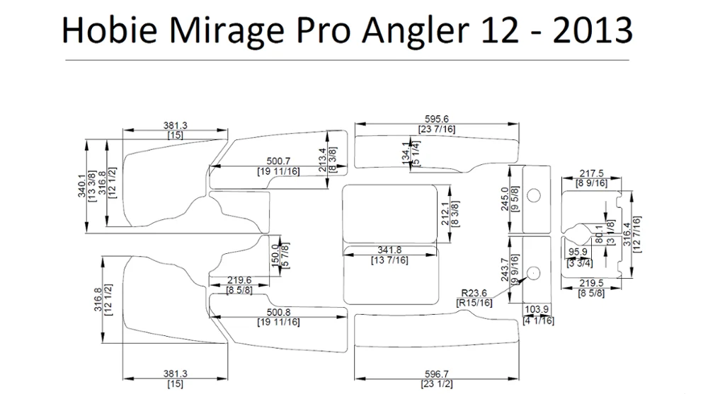 2013 Hobie Mirage Pro Angler 12 Каяк Лодка EVA настил КОВРИКИ НАБОР 1/4"