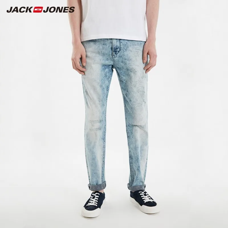 Мужские потертые джинсы JackJones облегающие уличная одежда мужская 219132513 | Мужская