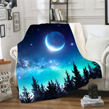 

Starry Sky Pattern Thick Warm Plush Blanket Couch Bed Nap Cover Blanket for Adults Kids Travel Aircraft Throw Blanket