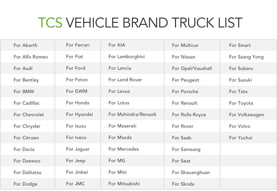 DS CDP TCS PRO 150 Truck LIST