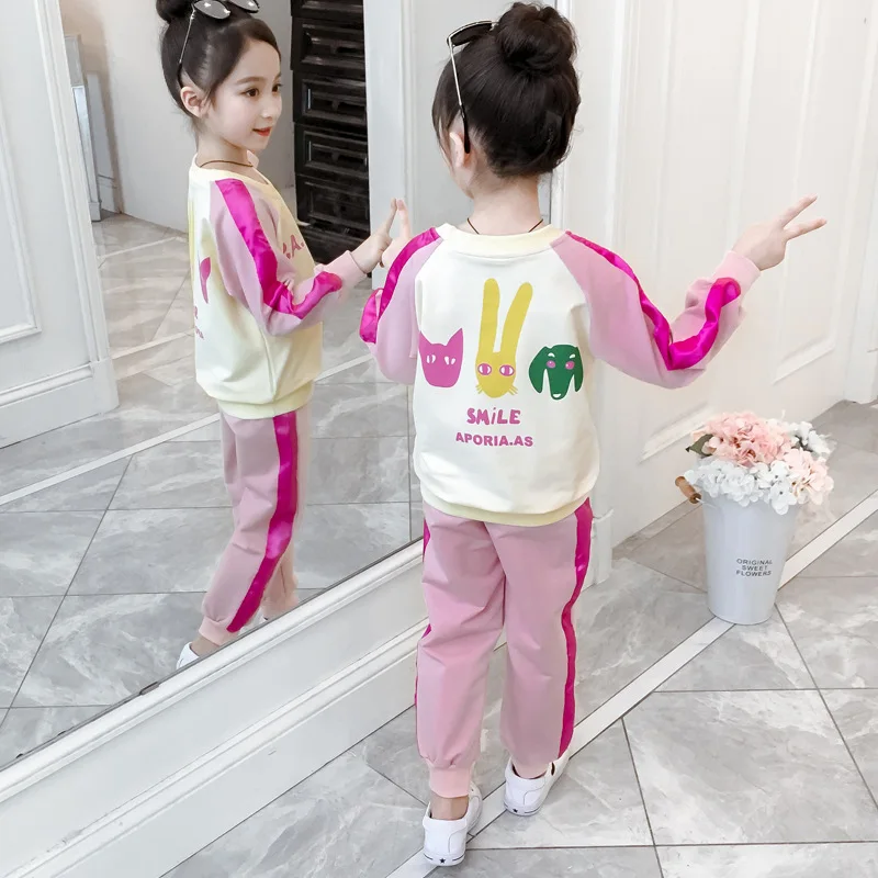

Girl'S Suit Autumn 2020 New Style Children Sports Two-Piece Set Spring And Autumn Little Girl Clothes Cartoon Childrenswear Fash
