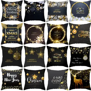 

Christmas Cushion Cover Black Pillowcase Sofa Cushion Pillow Case Seat Car Home Decor pillow cover Christmas Decoration For Home