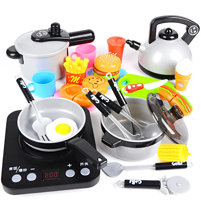 New Children Kids Kitchen Cooking Cookery Cooker Play Set Toy with Light & Sound 