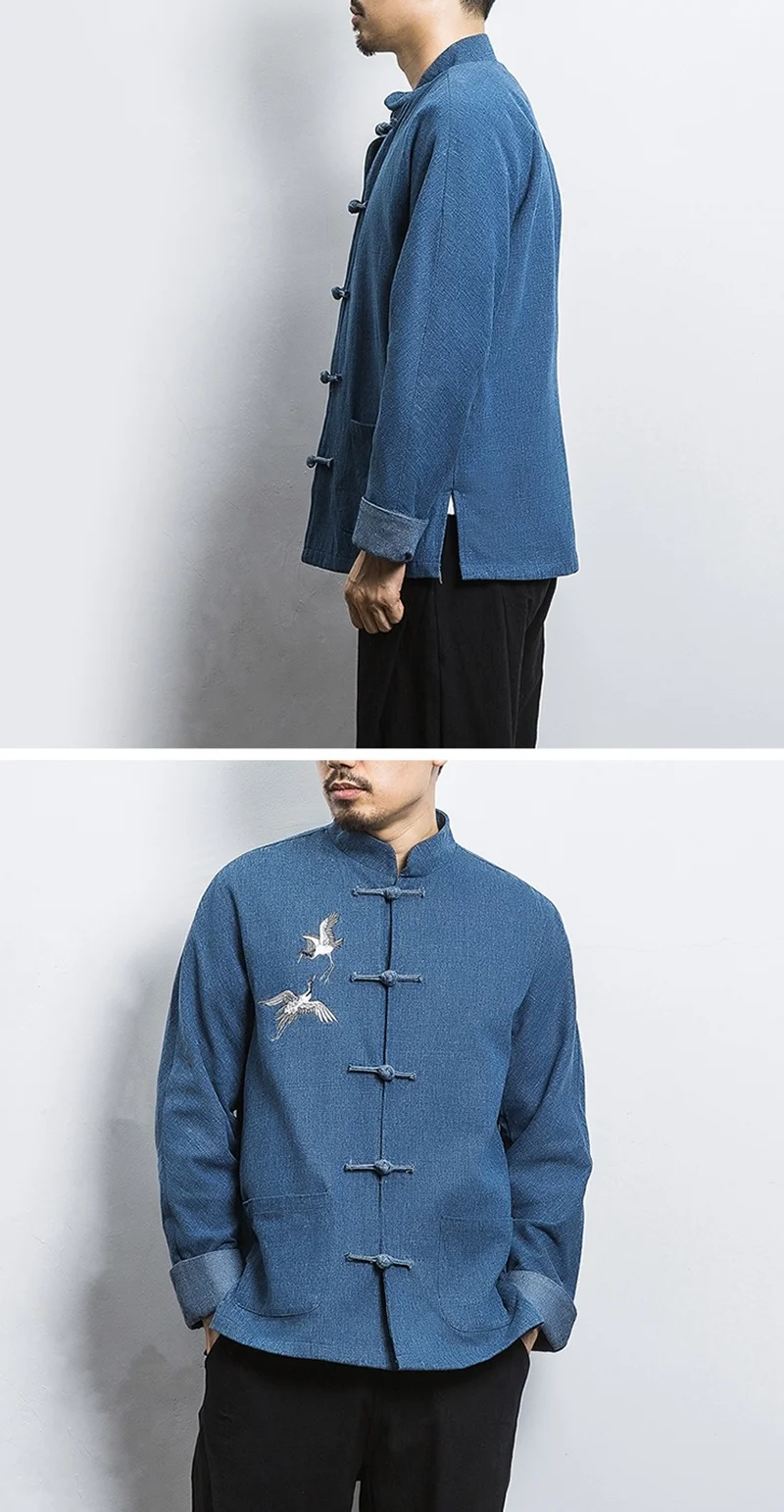 Traditional Chinese Clothing For Men Outerwear Male Jacket Mandarin Collar Suit Tangzhuang Men Clothes 2019 KK3251