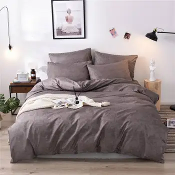 

Luxury Pure Color Bedding Set Modern Duvet Cover Set King Queen Full Twin Bed Polyester Cotton Bed Flat Sheet Set
