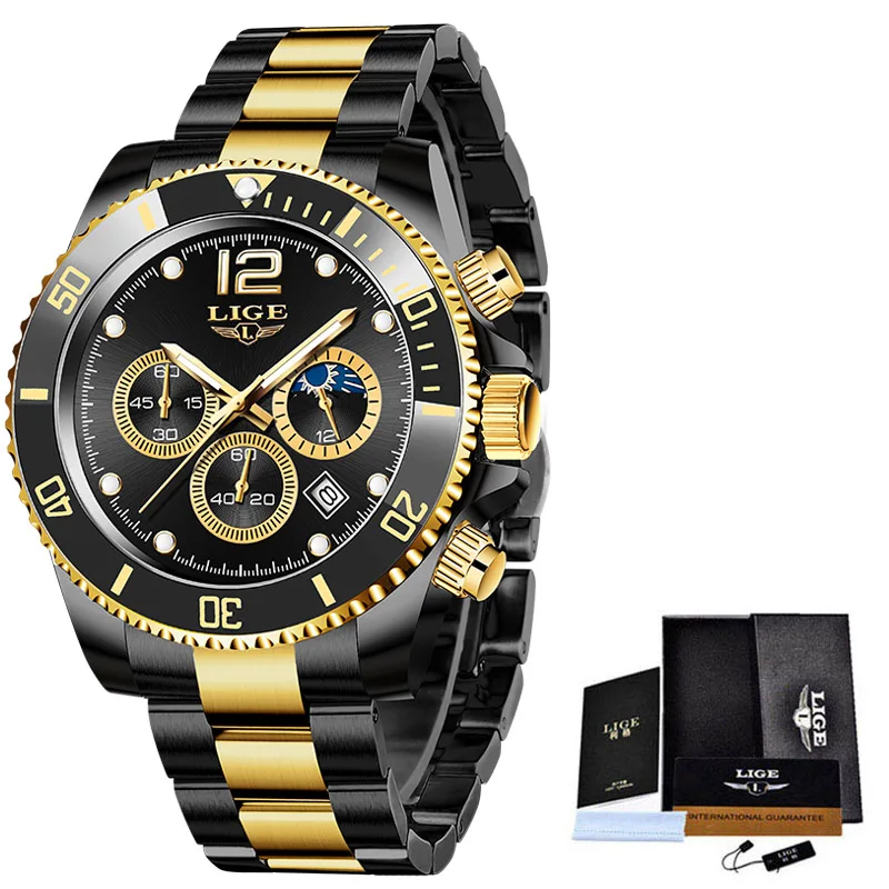 2021 New Arrival Mens Watches LIGE Top Brand Luxury Diver Watch For Men Sports Chronograph Quartz Wristwatch Relogio Masculino 