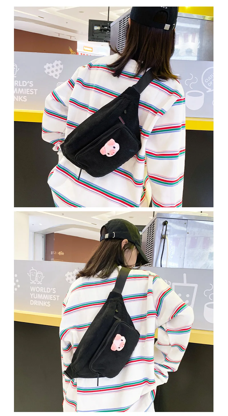 Women Waist Bags Fashion Street Canvas Fanny Pack High Quality Zipper Belt Bag Casual Shoulder Backpak Travel Women Chest Bag