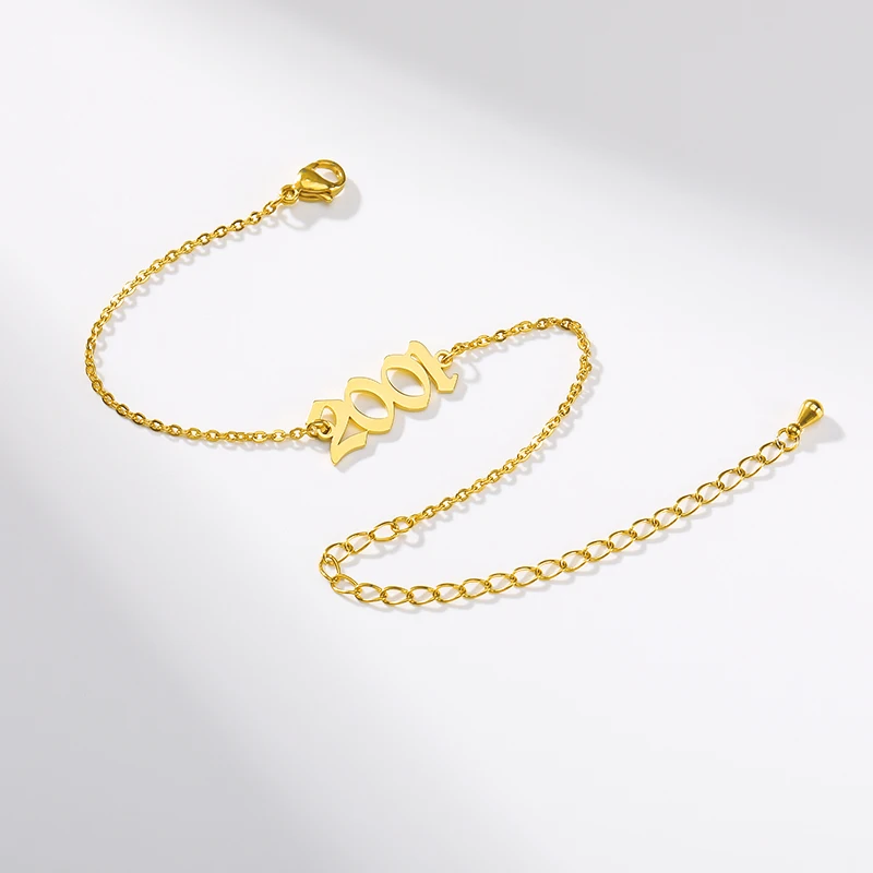 Year Number Bracelet for Men Women Custom Jewelry Pulsera Old English Digital Bracelets Special Date 1990 to 2019 Charm Bracelet