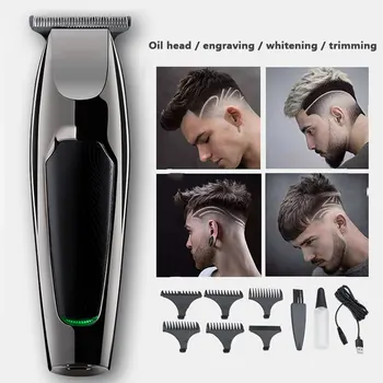 

Professional Hair Clipper USB Rechargeable Hair Beard Grooming Clipper Razor Trimmer with 5 Guide Combs for Home Barber Supplies