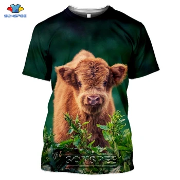 

3D Print Animal Men's T Shirt Funny Cow Face Tee Tops Shirt Men Women Funny Harajuku Short Sleeve Highland Cattle T-Shirts