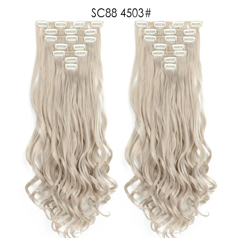 MERISI HAIR 22 Synthetic Deep Wave Hair Heat Resistant Light Brown Gray Blond Women Hair Extension Set Clip In Ombre Hair - Color: SC88 4503