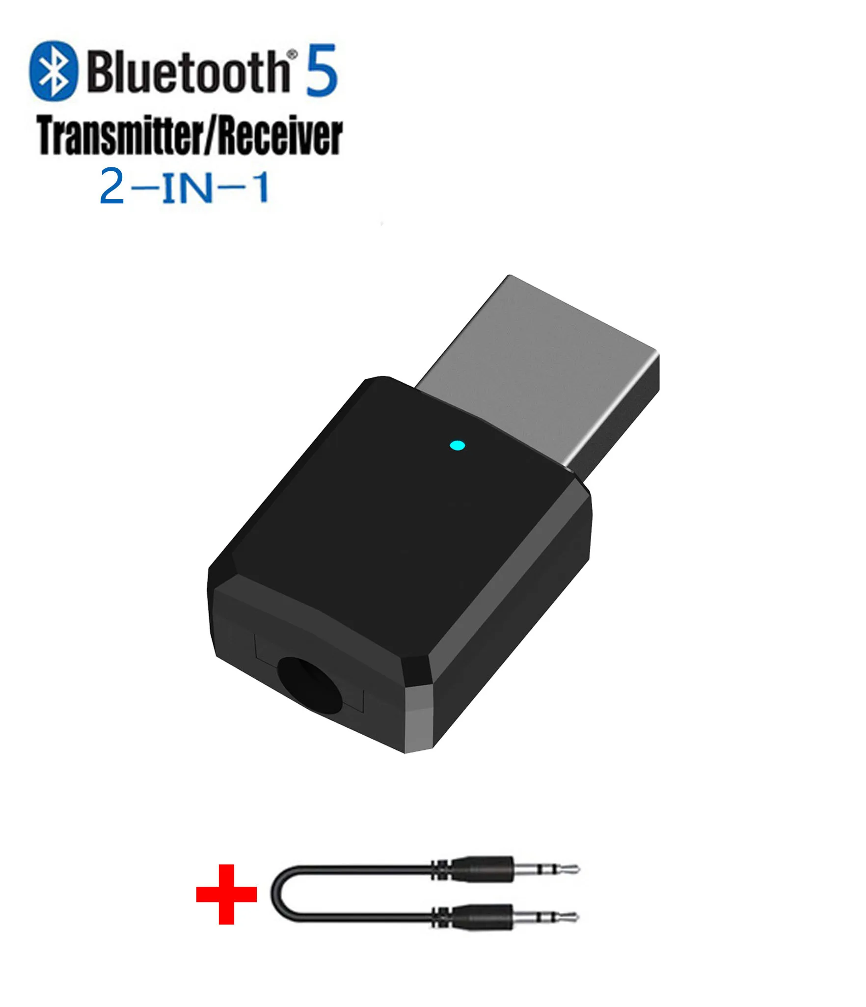 2-IN-1-Black USB Bluetooth 5,0 передатчик приемник 3 в 1 адаптер EDR ключ 3,5 мм AUX для ТВ ПК наушники для дома стерео автомобиля HIFI аудио - Цвет: 2-IN-1-Black