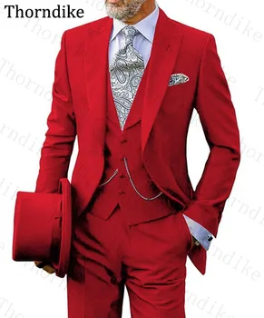 

Thorndike Fashion Handsome Wedding Tuxedos For Best Men Men's Groom Dress Slim Fit Groom Blazer For Man ( Jacket+Pants+Vest)