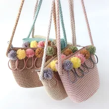 Модный детский соломенный Кошелек для монет для девочек, подарок на день рождения, Детская Наклонная Сумка на плечо, маленькая принцесса, сумка на молнии