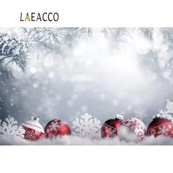 

Laeacco Winter Snow Snowflake Pine Ball Polka Dots Party Scenic Photography Backdrops Photographic Backgrounds Photo Studio