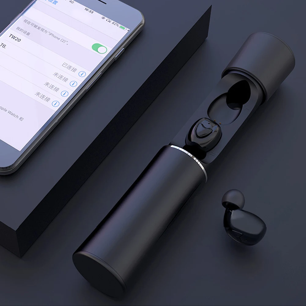 Tw20 TWS Bluetooth V5.0 настоящие беспроводные вакуумные стереонаушники Mini TWS водонепроницаемый банк для смартфонов с зарядным чехлом