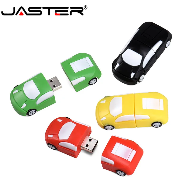 JASTER USB 2,0 мультяшная модель автомобиля 4 цвета usb флеш-накопитель 4 ГБ 8 ГБ 16 ГБ 32 ГБ 64 ГБ 128 ГБ Флешка пластиковая карта памяти