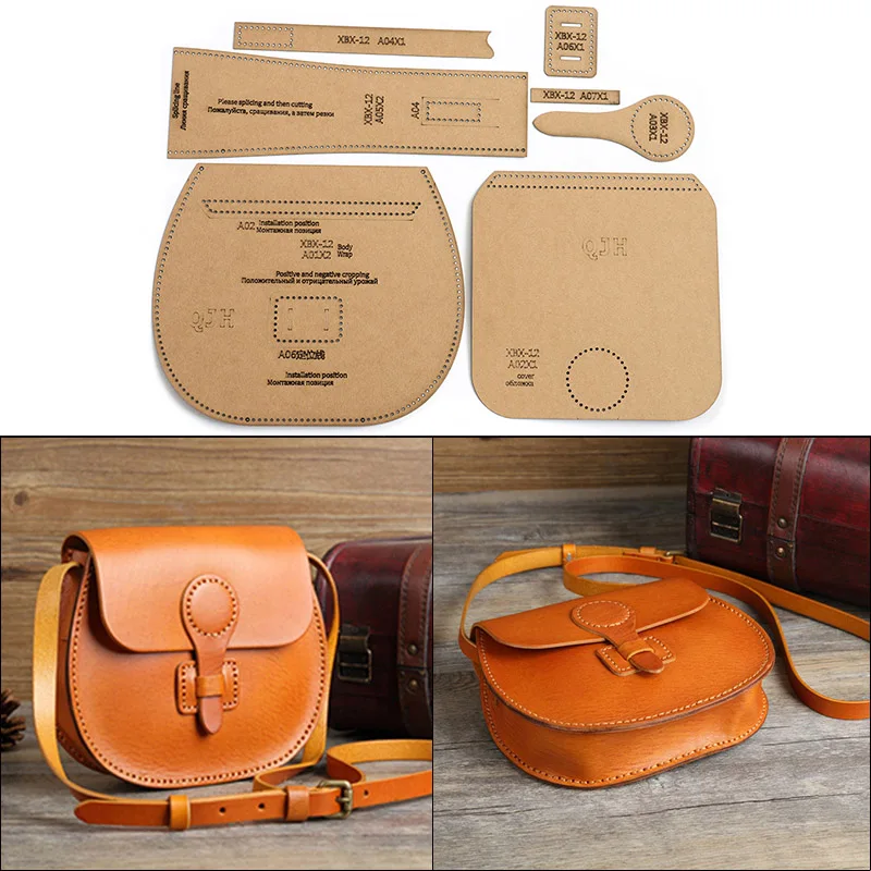 Leather Craft Template 1 Set Leather Craft Women's Handbag Sewing Pattern Hard Kraft Paper Stencil Template DIY Handmade Craft Supplies 21*19*6.5cm leather craft template