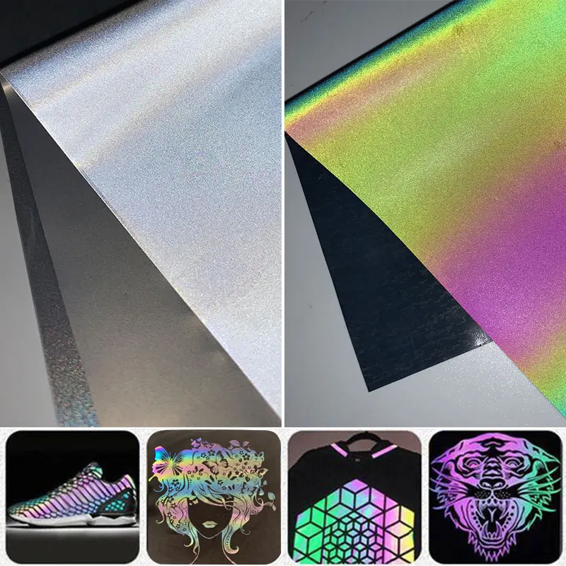 Rainbow Reflective Heat transfer Vinyl Film DIY Iron on Fabric Clothing  Film With Logo Patch Letter Designs - AliExpress