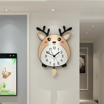 

Nordic Cartoon Wall Clock Silent Minimalist Wall Clocks Kids Cute Bedroom Digital Reloj Pared Infantile Home Decoration AC50ZB
