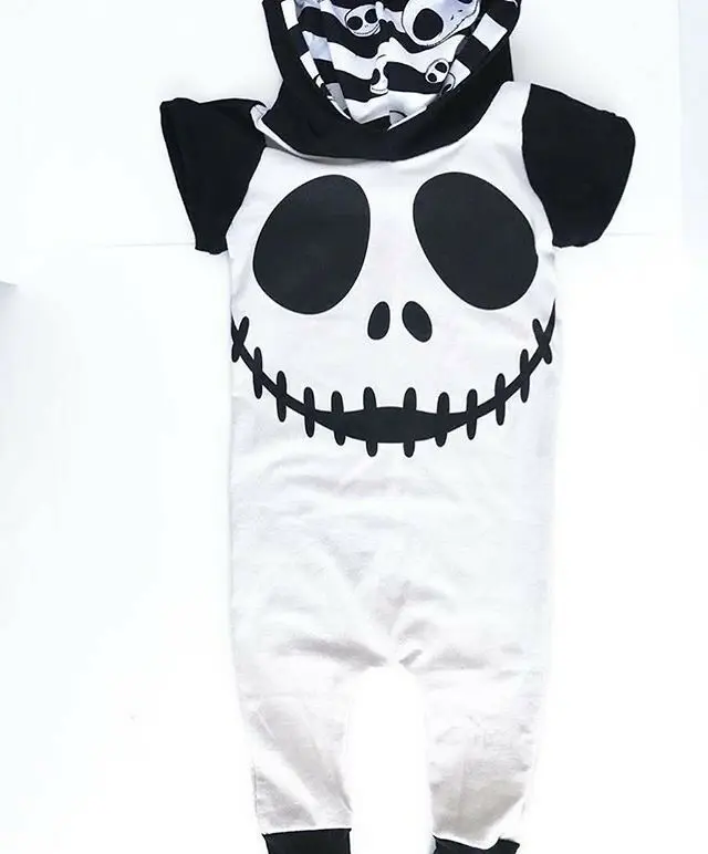 Newborn Baby Boy Halloween Costume Ghost Hooded Short Sleeve Fashion Romper Jumpsuit Outfits