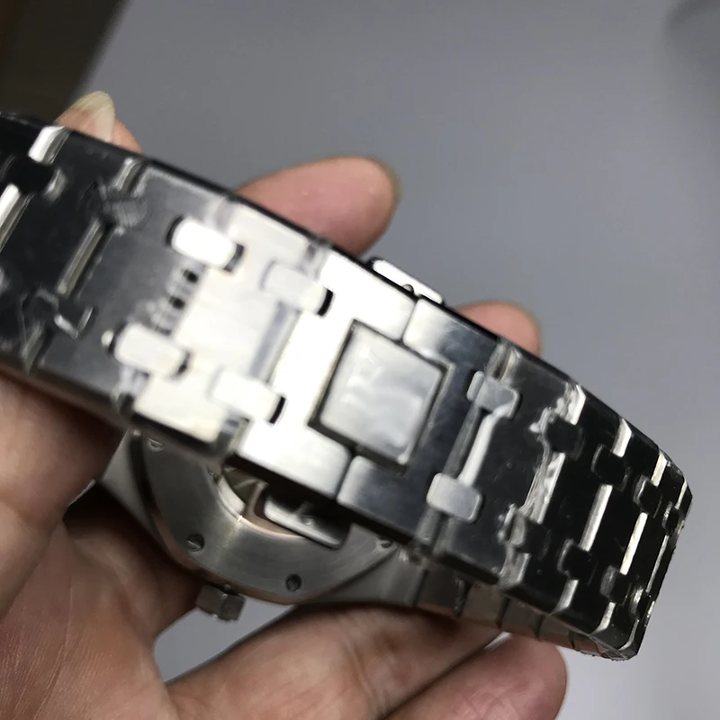 Mens automatic mechanical glide smooth watches classic style 42mm full stainless steel strap wristw