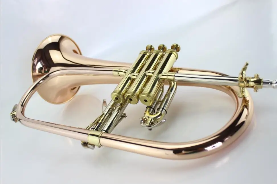 New Bb Flugelhorn Gold Phosphorus& Copper Flugelhorn Musical Instruments with Case Mouthpiece