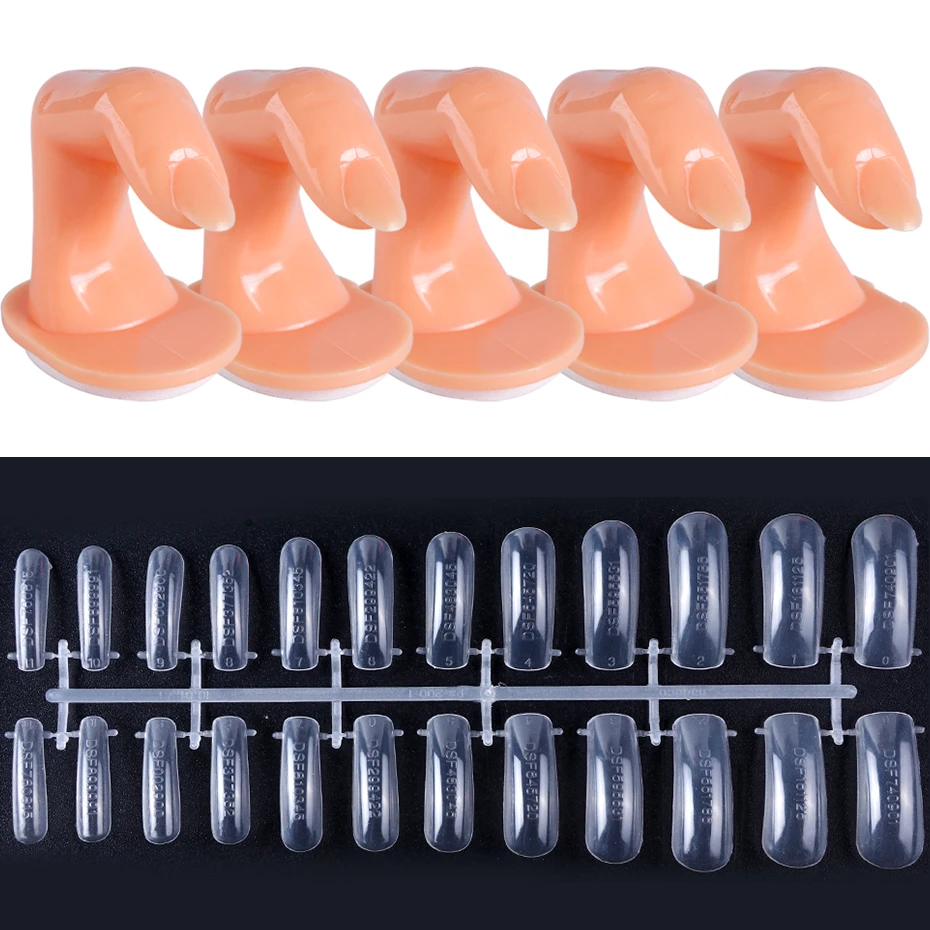 1Set False Nail Tips Plastic Fake Finger Model For Manicure Acrylic Extension Acryl Gel Practising Training Tools LYNJ209-1 | Красота и