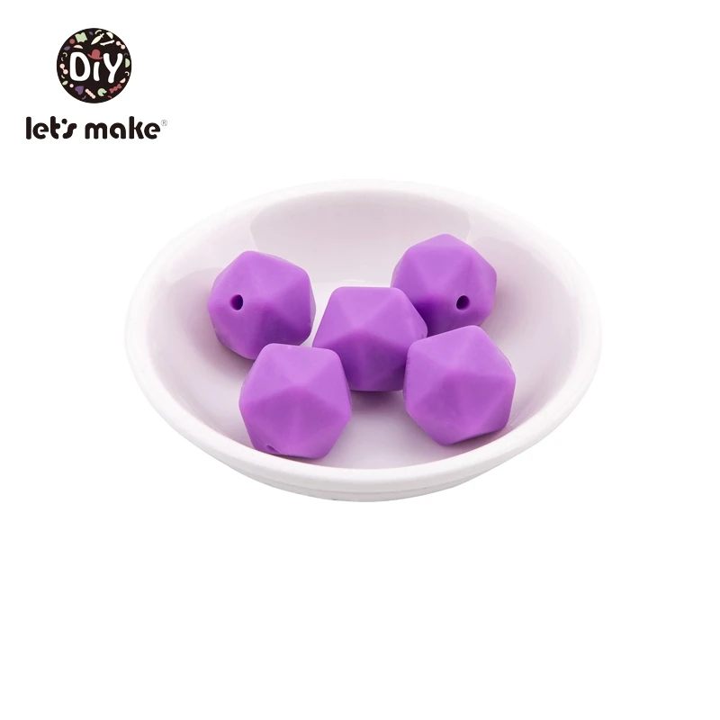 Давайте сделаем силиконовые бусины Восьмиугольные силиконовые бусины 20 шт. 14 мм BPA бесплатно Прорезыватель игрушки DIY аксессуары пустышка цепи детский Прорезыватель - Цвет: purple