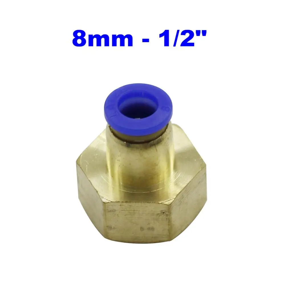 8mm - 1I2 inch Air Pipe Fitting 10mm 12mm 8mm 6mm 4mm Hose Tube 1/8" 3/8" 1/2" 1/4" Female Thread Brass Pneumatic Straight Connector PCF type - Цвет: 8mm - 1I2 inch