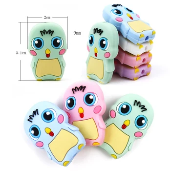 

10Pcs Cartoon Chick Baby Teether Silicone Beads DIY Pacifier Chain Baby Chew Animal Accessories Nursing Necklace Teething Gift