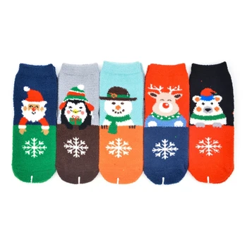 

10 Pairs Mixed Christmas Fuzzy Crew Socks Colorful Pattern Winter Warm Hosiery M2EA