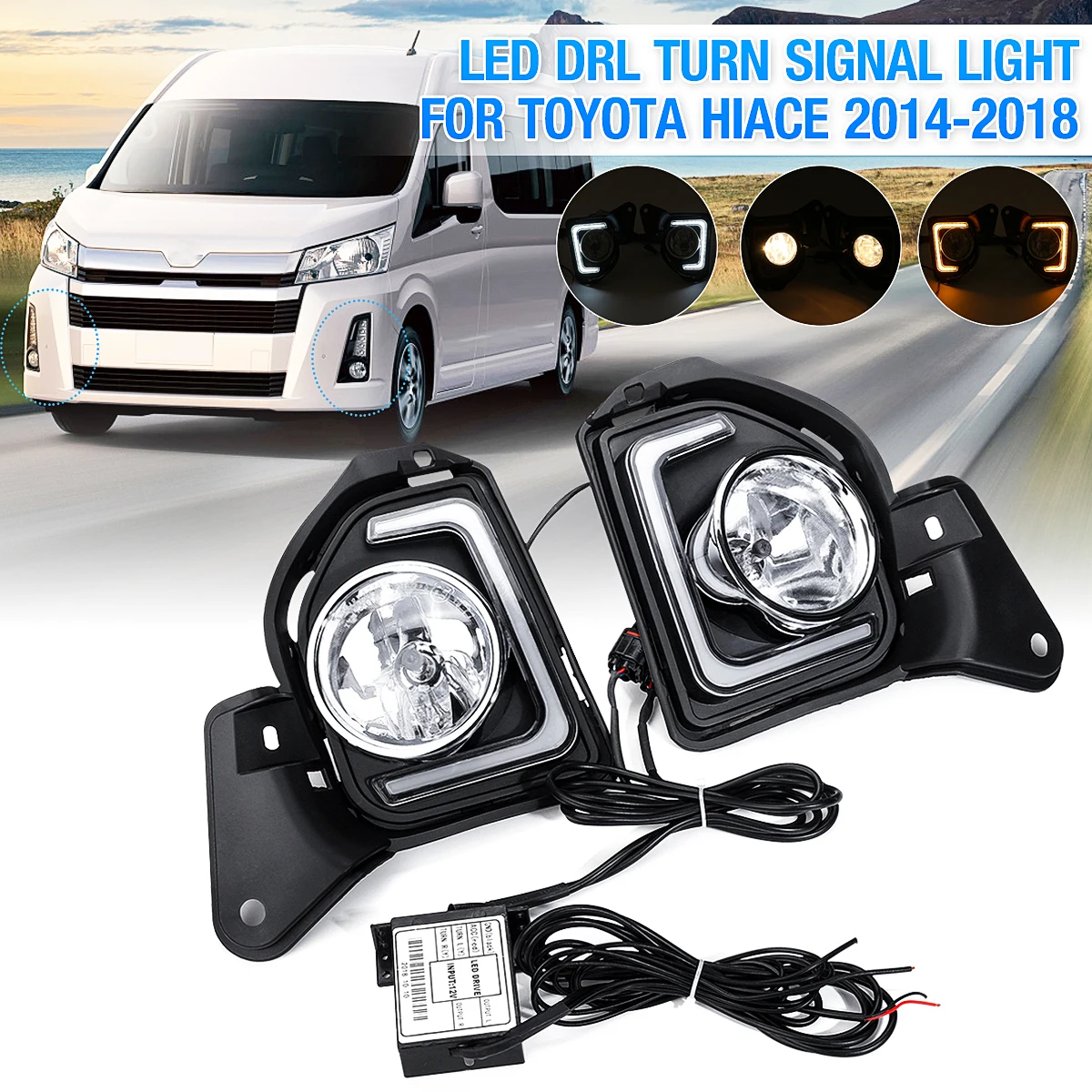 СВЕТОДИОДНЫЙ Drl галогенный противотуманный светильник для Toyota Hiace 2014 2015 2016 2017 2018 с