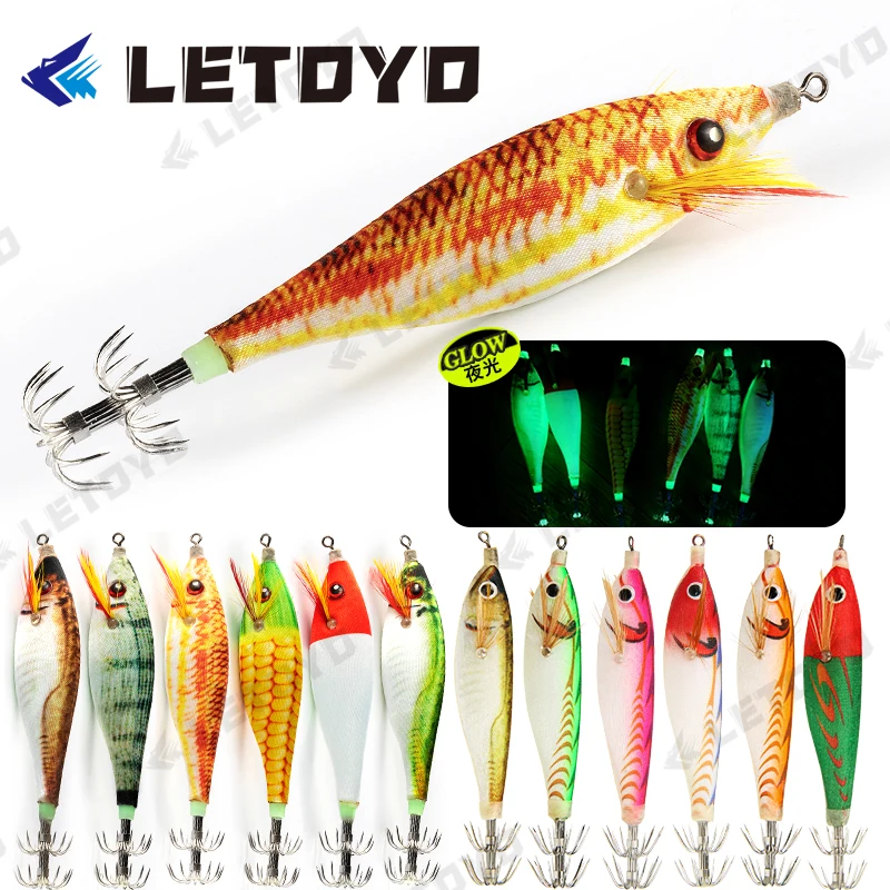 LETOYO 70mm 10g Floating Squid Jigs Fishing Lure Artificial Shrimps Squid Hook For Sea Fishing Cuttlefish Octopus Calamari Baits