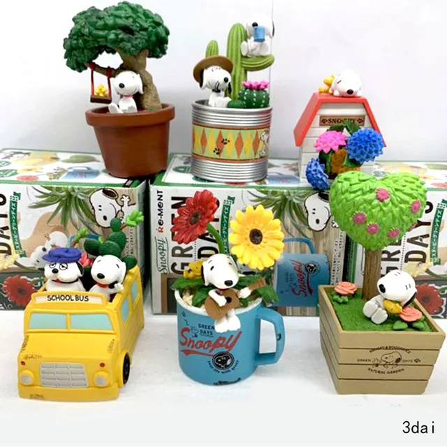 Snoopies Dog Dolls 6pcs/set Cartoon Snoppy Figures Table Ornament Car Decoration Collectibles Children Gifts Toy 3dai-6pcs