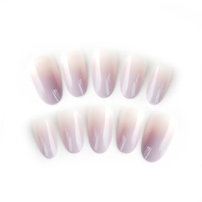 

Fashion Gradient Purple Round Head Fake Nails Tips New High Quality Professional 24 Pcs Acrylic Decorated for Fashion Nail Art
