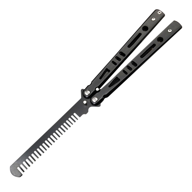 Comb Stainless Steel Practice Training Butterfly Knife Comb Beard Moustache Brushe Salon Hairdressing Styling Tool