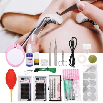 

Grafting Eyelash Extension Set False Eyelashes Ring Cup Tweezers Individual Lash Removing Swab Eyelashes Extension Tool Kits