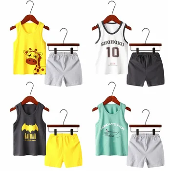 

Summer Boys Clothes Batman Set Toddler Boy Vest Sport Set Kids Basketball Outfits Clothing Boutique Two-piece Pajamas Suit