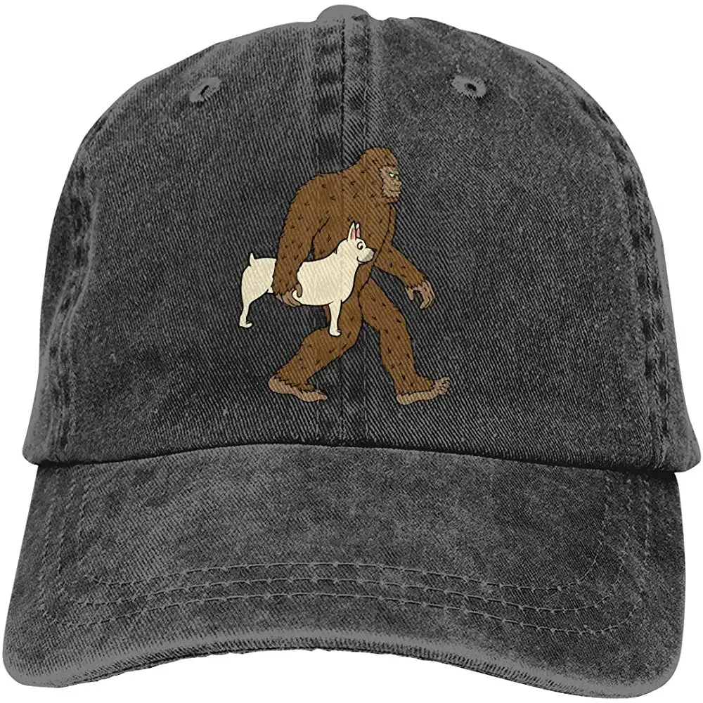 Мужская или женская Регулируемая ВИНТАЖНАЯ ДЖИНСОВАЯ бейсболка s Французский бульдог Bigfoot Sasquatch Snapback cap