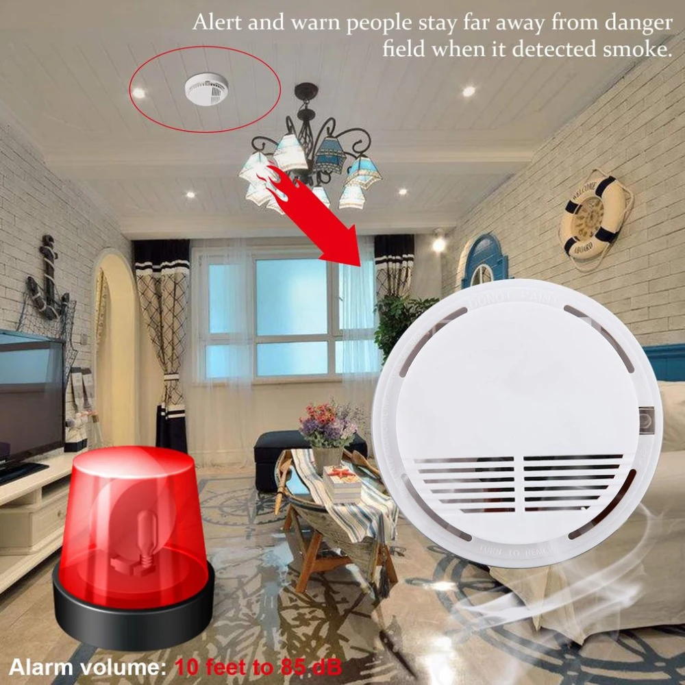 Независимый датчик Пожарной Сигнализации 85 дБ детектор дыма пожарный детектор тестер домашняя система безопасности для кухни